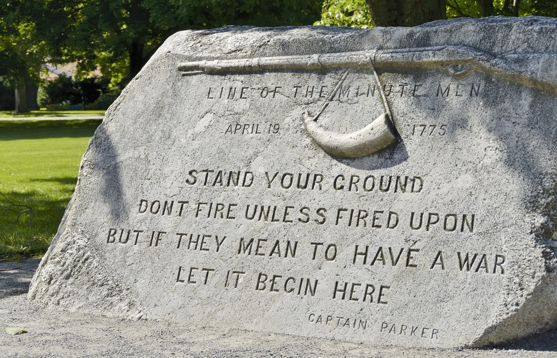 A monument dedicated to the Minute Men of the American Revolution in Concord, Massachusetts.