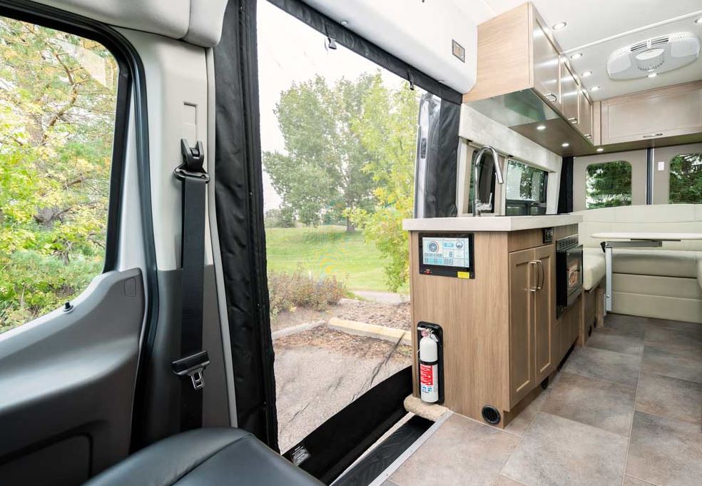 Best Class Bs RV interior with screen to outdoors