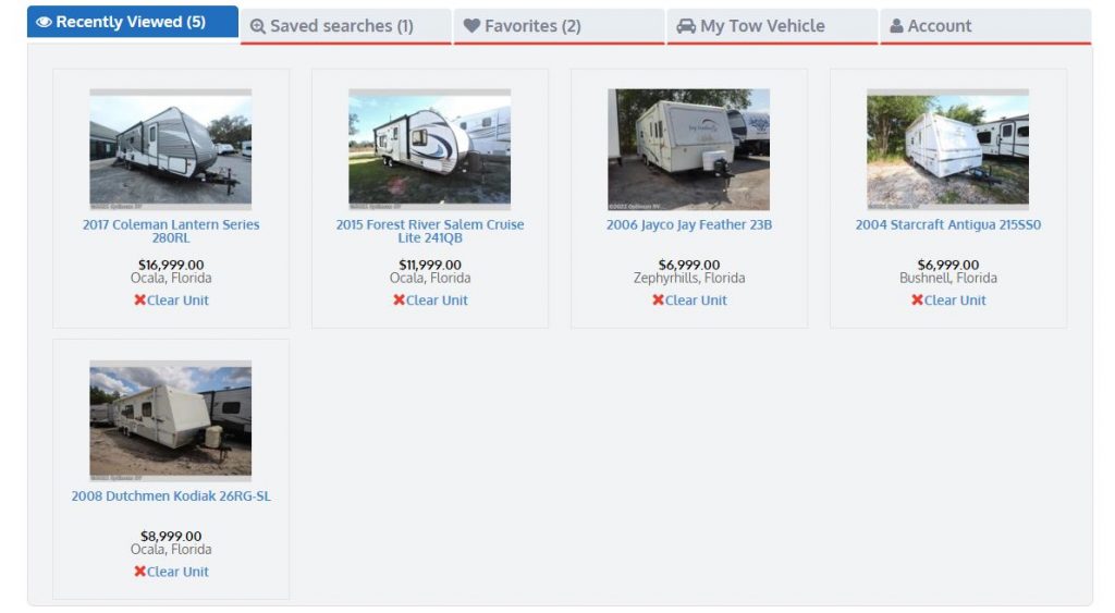 MyRVUSA Viewed Units