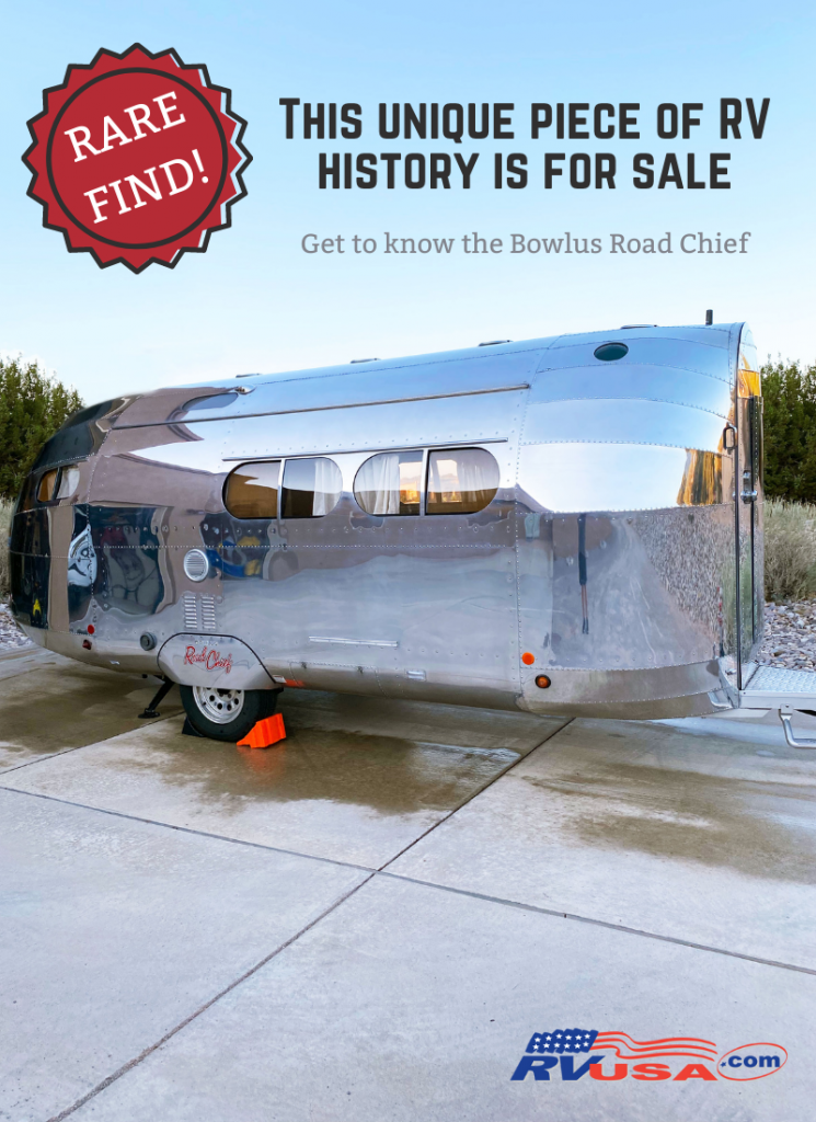 A Bowlus Road Chief for sale sits on display