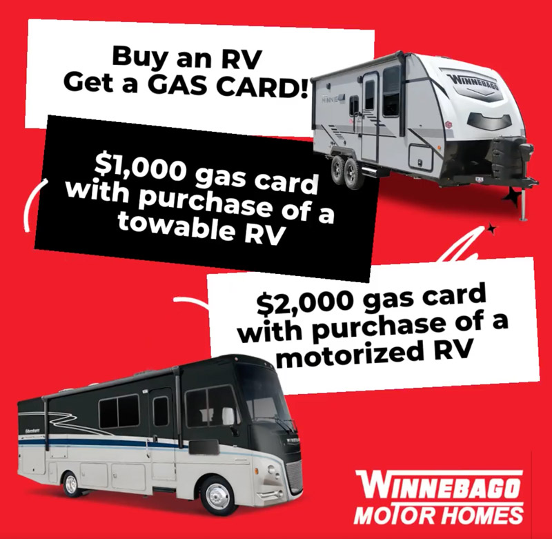 Winnebago Motorhomes graphic for their RV Black Friday Deals