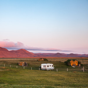 An RV parked on a farm. Harvest Hosts is a popular way to camp this year.