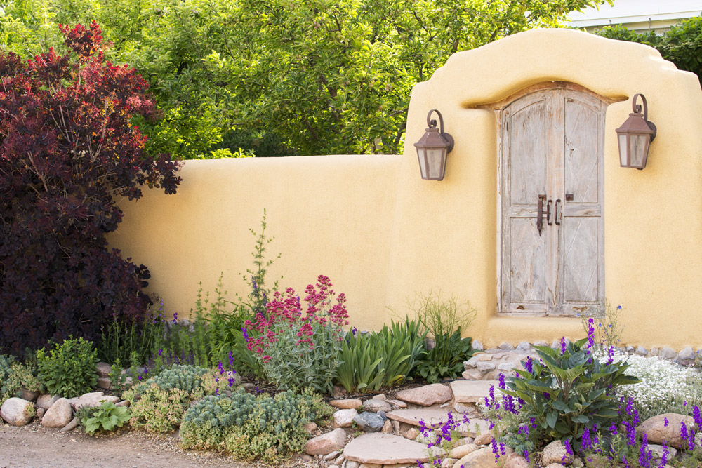 A whimsical house front in Santa Fe, New Mexico