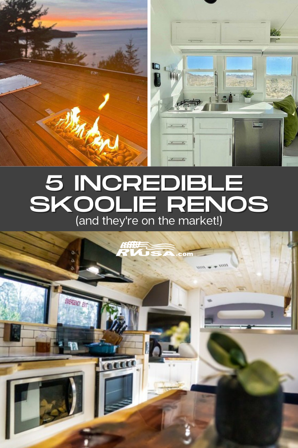 Pinterest graphic for skoolie renovations you have to see