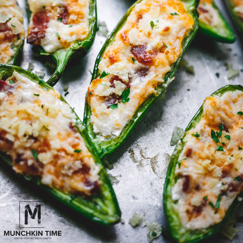 RV Tailgating Recipes: Halves of jalapeno are stuffed with cheese and bacon.