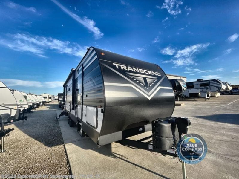 A Grand Design Transcend XPLOR parked on an RV lot. This is one of the best RVs for 2023.