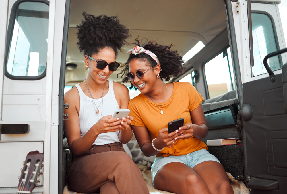 Trip planning with RV apps.