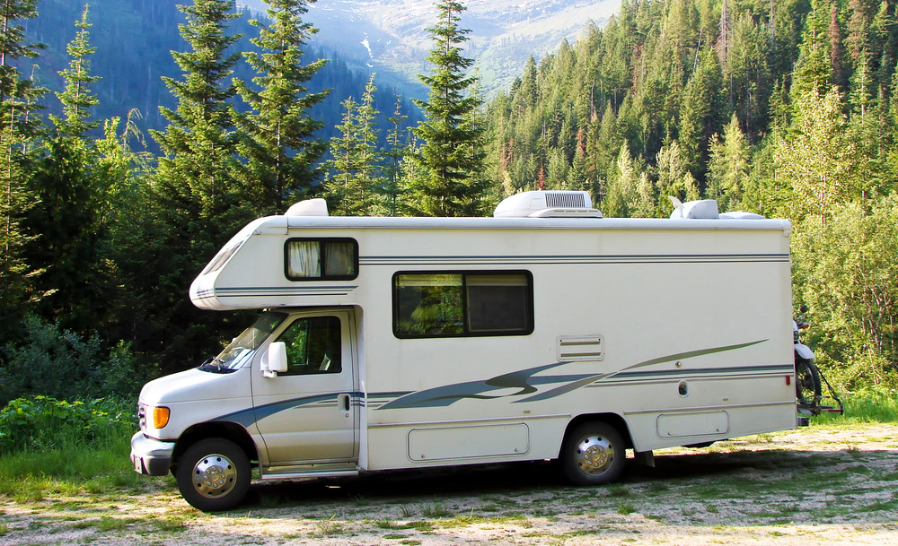 Class C RV in the forest