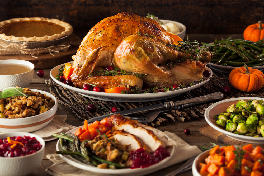 Thanksgiving Turkey dinner up close